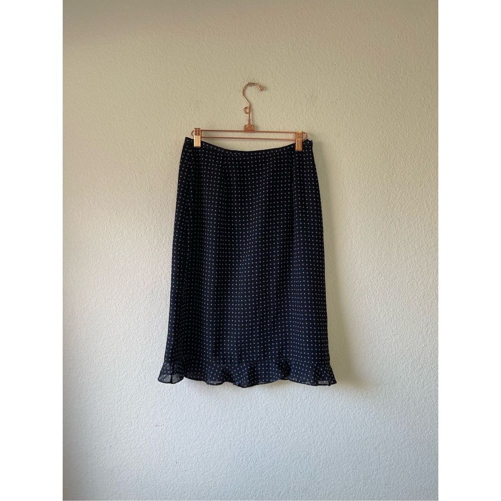 Kathie Lee‎ vintage blue and purple polka dot knee length skirt size 8